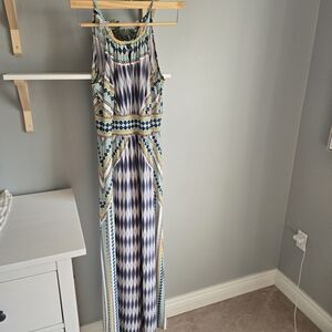 London Times Blue and Green Patterned Maxi Dress